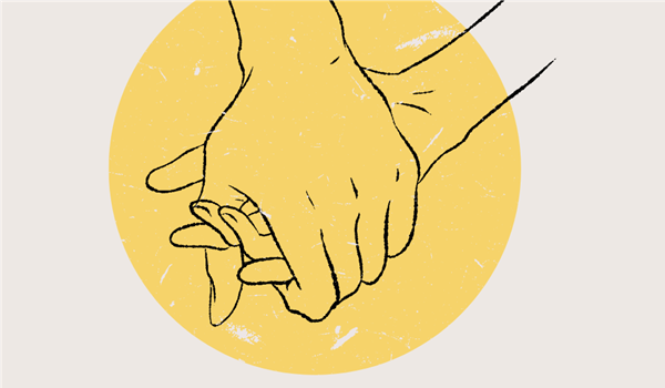 Drawing of two hands holding